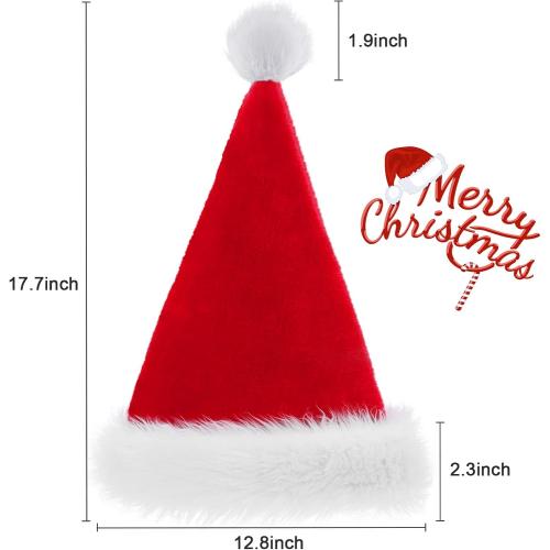 TCJJ: Kids/Baby/Adult Christmas Hat, Santa Hat, Unisex Xmas Hats | Red Velvet Double Thickened Comfortable Soft Liner Fabric for New Year, Festive, Party, Christmas Cosplay, Stage Performance