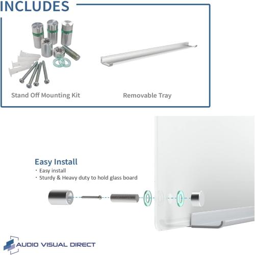Audio-Visual Direct Frosted Glass Dry-Erase Board Set - 45 x 30 - Includes Hardware & Marker Tray (Non-Magnetic)