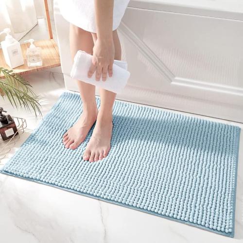Bathroom Rug Mat,Luxury Chenille Super Soft Absorbent Rug,Non-Slip Quick Dry Microfiber Mats,Machine Washable Rubber Backing Bath Mat,Bath Rug Mats for Floor,Tub and Rain Showers (Blue-24x36)