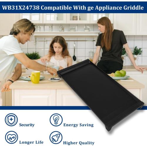 UPGRADED WB31X24738 Griddle Replacement Parts for ge Stove,Replace WB31X24998 Griddle,WB31X24998 Plate for ge Gas Stove Top Parts,Free Standing Range Center Burner Heavy Duty Cast Iron