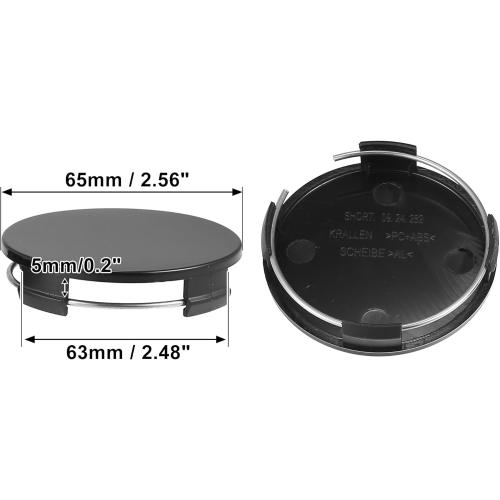X AUTOHAUX 4 Pcs Universal 65mm OD 63mm ID 4 Clips Wheel Tyre Center Hub Caps Cover Black for Auto Vehicle