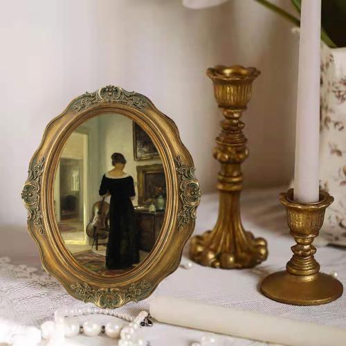 SIKOO Vintage Picture Frames 5x7 Oval Picture Frame Tabletop and Wall Mount Antique Picture Frame with High Definition Glass Front,Oval Wall Art, Bronze Gold