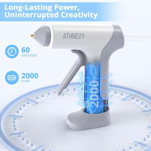 Cordless Hot Glue Gun, 4V 10s Fast Preheat, 30×7mm Glue Sticks, USB-C, 2Ah