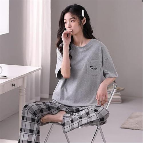 Big Teens Girl XL Pajama Set 2 Pcs Short Sleeve Cartoon Tee Top and Pants Sleepwear Loungewear Set