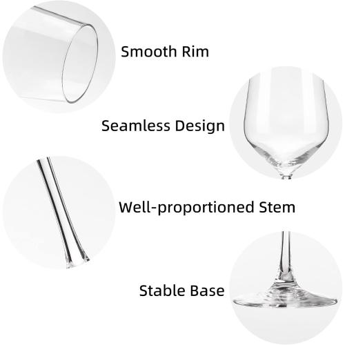 YANGNAY Wine Glasses (Set of 8, 17 Oz), Clear Wine Glasses for Red Wine, Smooth Rim, Dishwasher Safe