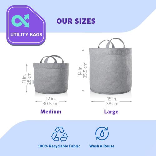 Coolaroo 3-PacK 2-GALLON GrOW Bags, Steel Grey