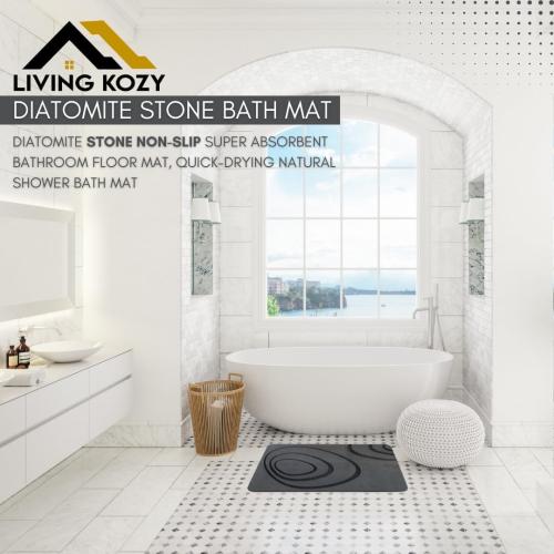 Premium Stone Bath Mat, Modern Diatomaceous Earth Shower mat, Diatomite Non-Slip Super Absorbent Bathroom Floor mat, Luxurious Quick-Drying Shower mat, Easy to Clean, Dark Gray, 15x24 Large.