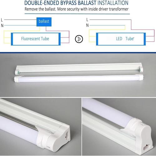 LED Light Bulbs Fluorescent T8 Replacement Tube 4ft Bulb T12 Ballast Bypass Lights 3000K Warm White Milky Cover 4-Pack