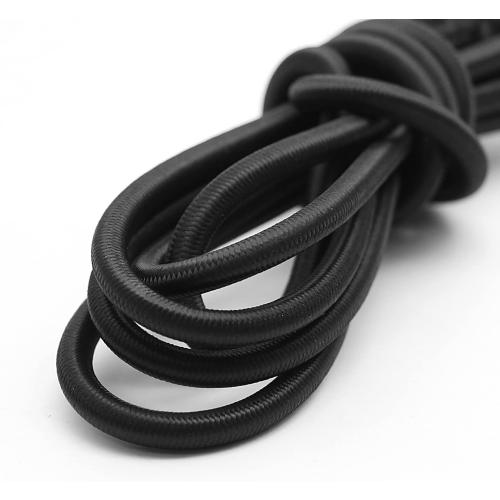 Baiann 3/16 Inch Elastic Cord Shock Marine Grade Black 30FT Bungee Stretch for DIY Projects, Tie Downs - UV and Weather Resistant, Long-Lasting Stretch Round Elastic String
