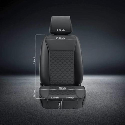 Black 4pc Elantrip Front Car Seat Covers Leather Water Proof Seat Protector Universal fit for Most Cars SUVs and Trucks Black