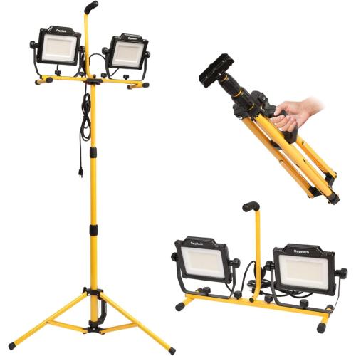180W 20000 Lumen Dual-Head LED Work Light with Tripod Stand, 4 Brightness Adjustable, IP 65 Waterproof 10 Ft Power Cord
