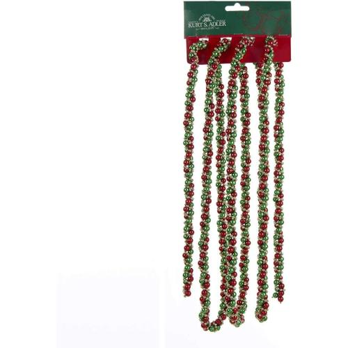 9-Foot Red, Green and Gold Bead Twisted Garland