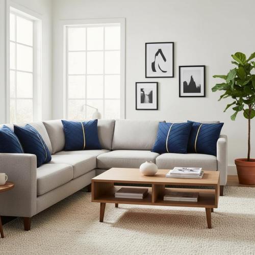 Tosleo Navy Blue Pillow Covers 18 x 18 inch Pack of 2 with Gold Leather Soft Velvet Throw Pillow Covers Decorative Couch Pillowcases Luxury Modern Pillow Cover Spring Home Decor