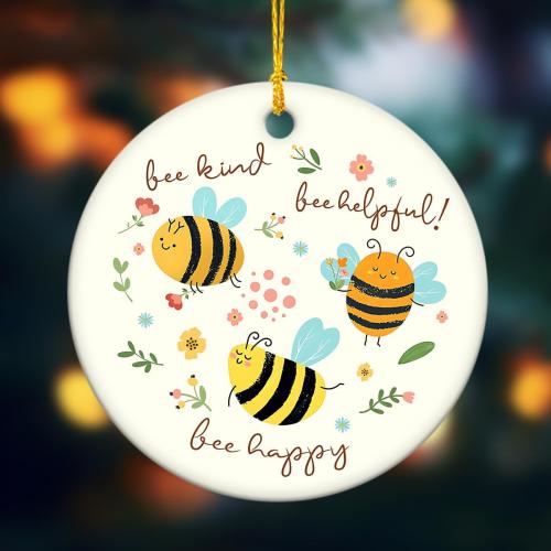 Bee Christmas Ornament 2025 - Cute Bee Gifts for Women Men Boys Girls, Bees Lover Gifts for Friends Neighbors, Ceramic Christmas Ornaments for Tree Decor - Holiday Keepsake & Xmas Gift Exchange Idea