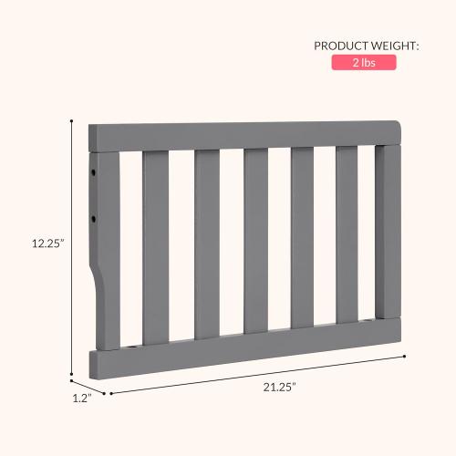 Dream On Me Universal Convertible Crib Toddler Guard Rail, Steel Grey, 3 lb, 1 Count (Pack of 1)