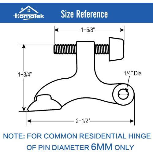 HOMOTEK 8 Pack Hinge Pin Oil Rubbed Bronze Door Stopper,Adjustable Deluxe Heavy Duty Door Stopper 2-1/2x1-3/4”,with Black Rubber Bumper Tips