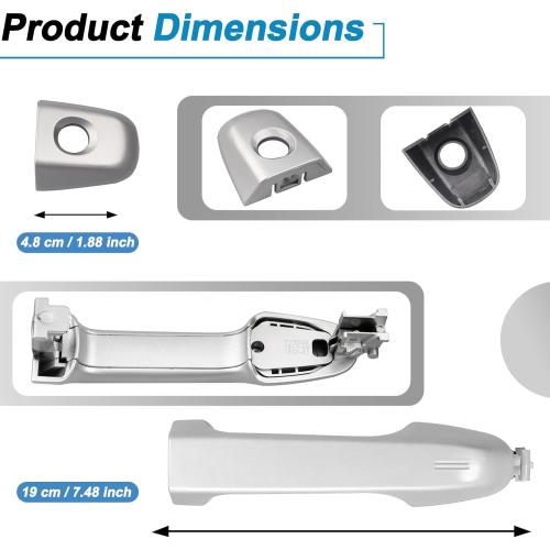 Exterior Door Handle Front Left Driver Side Without Smart Entry System Replacedment for Toyota Camry 2012-2017 - Gray Outside Door Handle for Camry Accessories 6921106090C0 69211-06090-C0