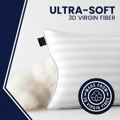 Bed Pillows for Sleeping, Set of 2 – Cooling, Hotel Quality with Soft Down Alternative Fill for Back, Stomach & Side Sleepers (King)