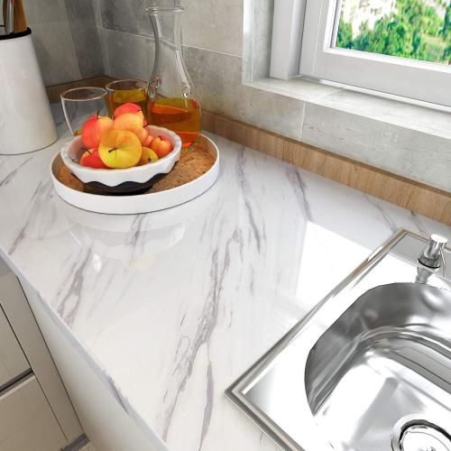 LACHEERY Marble Contact Paper 36 Inch Wide for Countertops Waterproof Grey White Marble Peel and Stick Wallpaper Removable Self Adhesive Wall Paper Roll for Kitchen Bathroom Backsplash 36 x 317