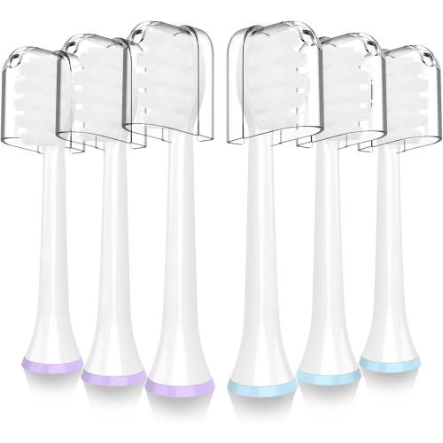 Soft Toothbrush Heads for Philips Sonicare Replacement Heads C2 C1 C3 4100 5100 5300 6100 3100 2100 1100, for Philips Sonic Care Click-on Electric Tooth Brush Handles,6 Pcs