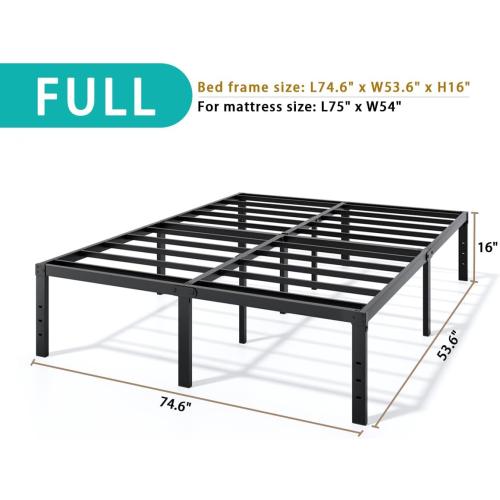 Metal Bed Frame Full Size - 16 Inch Heavy-Duty Full Platform Bed Frame No Box Spring Needed, Easy Assembly, Noise-Free, Sturdy Mattress Foundation, Underbed Storage Space