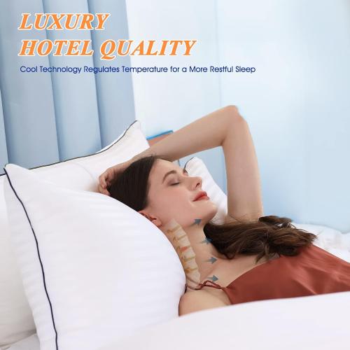 Bed Pillows for Sleeping, King Size Pillows Set of 2 Cooling Luxury Hotel Quality Pillow with Premium Soft Down Alternative Filling for Back, Stomach or Side Sleepers