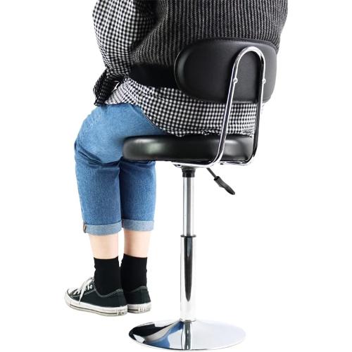 FURWOO Black PU Leather Swivel Salon Chair Mini Barber Shop Stool with Backrest for Manicure, Tattoo, and Office Use