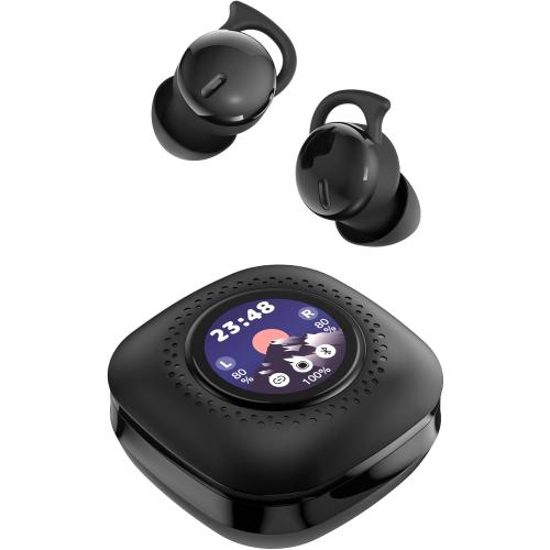 Sleep Headphones, Invisible Sleep Earbuds for Side Sleepers,Small Comfortable Fit Noise Blocking,Bluetooth 5.3 Wireless Earbuds with Smart Touch Screen Case, Ear Buds for Sleeping - Black