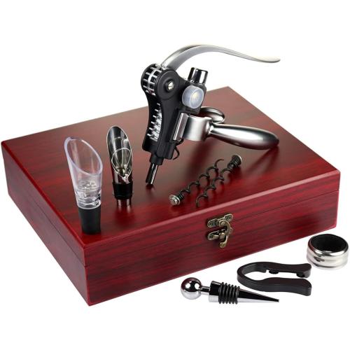 Wine Opener Set,Wine Bottle Opener Including Foil Cutter, Bottle Stopper Pourer and Extra Spiral,Wine Corkscrew Set,Gift box Opener Kit.