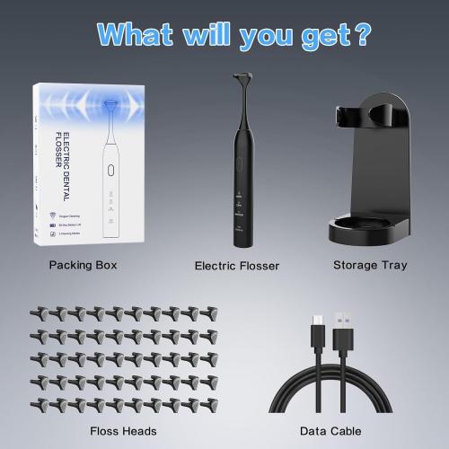 Voraiya Electric Flosser for Teeth Electric Flosser Dental Floss 3 Modes   50 Replacement Heads Rechargable Ultrasonic Power Flossing for Teeth Adults & Kids