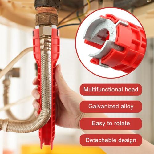 14-in-1 Multi-functional Wrench Faucet Sink Installer Tool for Toilets and Kitchens - Red Plumbers Wrench