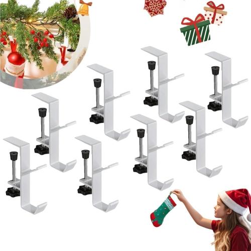 2 in 1 Garland Hangers and Fireplace Stocking Holders，Mantel Hanger for Garland Hooks for Christmas Adjustable No Drill Mantle Hooks Stocking Hanger for Fireplace Christmas Holiday Home Decoration