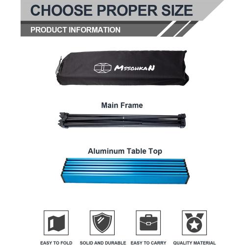 Camping Table Folding Portable Camp Side Table Aluminum Lightweight Carry Bag Beach Outdoor Hiking Picnics BBQ Cooking Dining Kitchen Blue Small