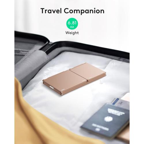 Samsers Foldable Bluetooth Keyboard with Touchpad - Portable Wireless Keyboard with Holder, Rechargeable Full Size Ultra Slim Pocket Folding Keyboards for Android Windows iOS Tablet & Laptop - Pink