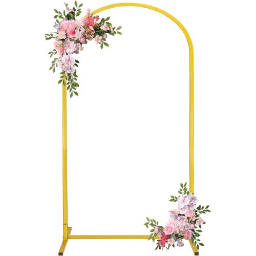 Fivenl Arch Backdrop Stand 6.6FT Balloon Arch Stand Stable Gold Wedding Arch Frame Metal Arch Backdrop Stand for Wedding Ceremony Birthday Party Bridal Baby Shower Banquet Decoration
