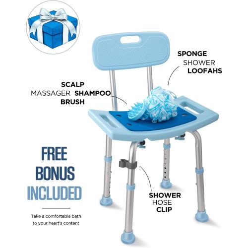 Shower Chair for Inside Shower with Removable Back, Adjustable Shower Stool