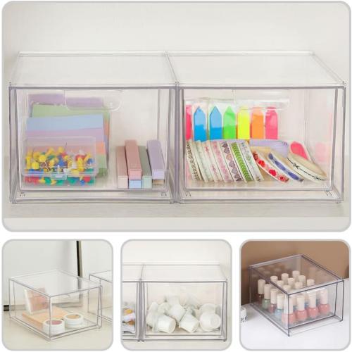Alipis Drawer Storage Organizer Stackable Storage Drawers for Desktop Laundry‼️item dimensions vary 1 big and 1 small container great for laundry area or office (light scratches on outer edges‼️