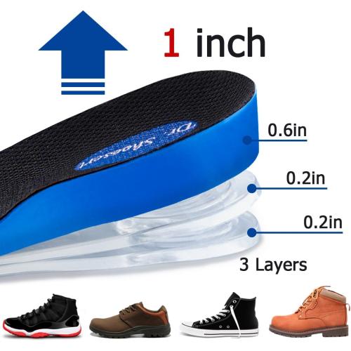 Dr. Shoesert 3-Layer Adjustable Height Increase Insoles, 3/4 Length Shock Absorption Cushion Heel Lift Inserts