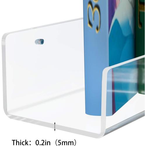 NIUBEE 24”Acrylic Floating Bookshelf for Kids Wall Bookshelves 1 Pack | Premium Acrylic 50% Thicker with Screwdriver Clear Bathroom Extra-Large Storage Shelves Display Organizer