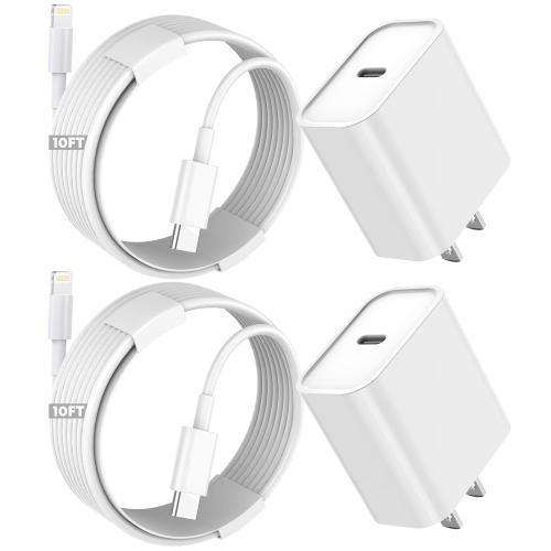 iPhone Fast Charger,Extra Long iPhone Charger Fast Charging 10Foot 2Pack i Phone Chargers 10FT USB C to Lightning Cable Cord Adapter for iPhone 14 Pro Max/14 Plus/13 Mini/13/12/11/X/XR/SE/iPad/AirPods