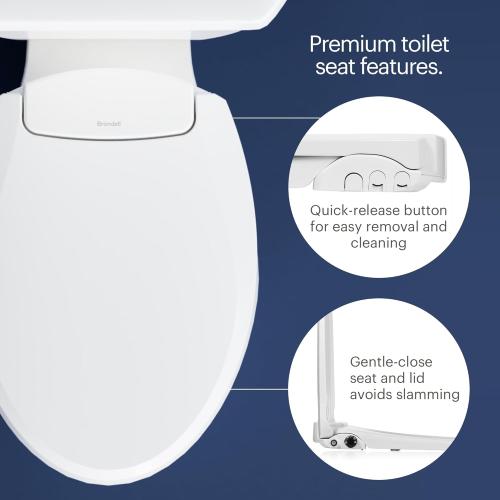 Brondell Bidet Toilet Seat Non-Electric Swash Ecoseat, Fits Elongated Toilets, White - Dual Nozzle System, Ambient Water Temperature - Bidet with Easy Installation