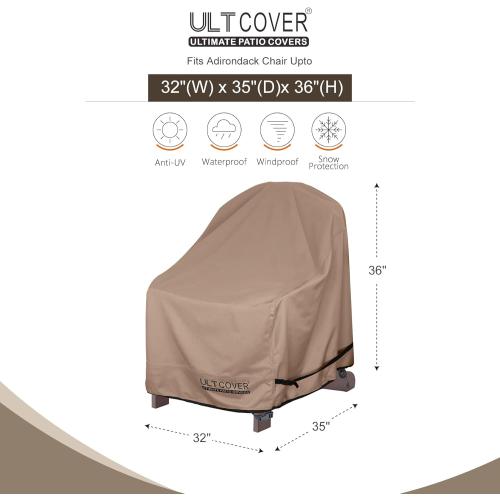 ULTCOVER Waterproof Patio Adirondack Chair Cover 2 Pack for Outdoor Chair Size Upto 32W x 35D x 36H inch