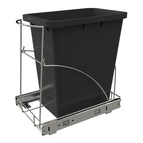 Pull Out Trash Can Under Cabinet & Under Sink, Heavy Duty Slider Organizer | Adjustable Cabinet Garbage Can Rack, Fits 30-40Qt Bins, Requires 13W x 18D Cabinet Opening, Chrome Finish, Can Not Included