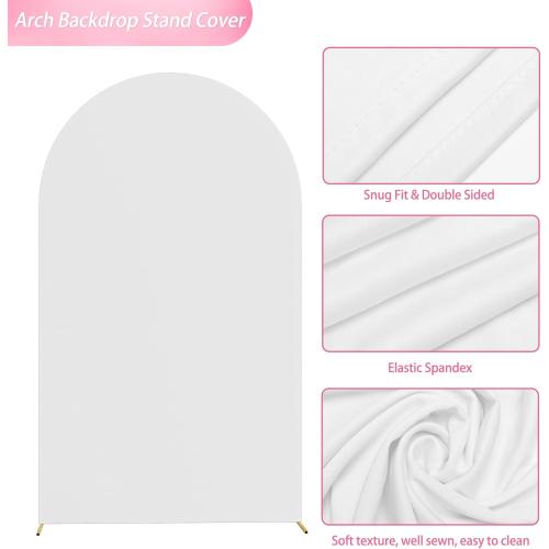 Wokceer Wedding Arch Backdrop Cover 8FT Spandex Fitted Wedding Arch Stand Covers Round Top Chiara Backdrop Cover for Birthday Party Ceremony Banquet Decoration White