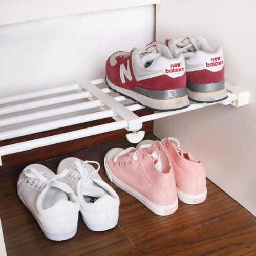 Adjustable Shelf Organizer Expandable Closet Shelf and Rod with No Drilling for Wardrobe Cupboard Kitchen Bookcase (10.3 - 14.9)