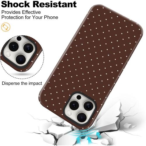 Magnetic for iPhone 15 Plus Case Cute Polka Dot Phone Case, Brown