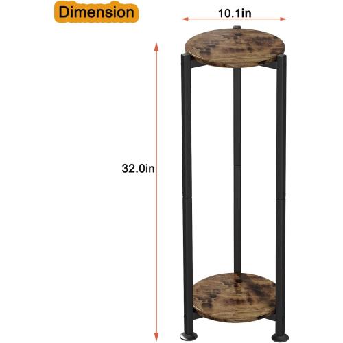 Plant Stand Indoor Corner Tall 2 Tier Metal Modern Flower Storage Plant Shelf Holder for Living Room Balcony Garden,Black (2 Tier-Black Round)