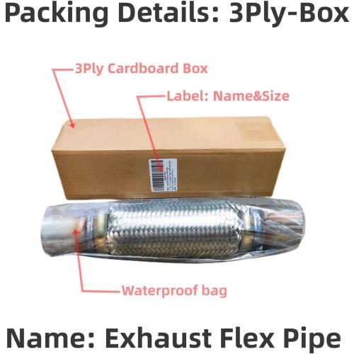 Exhaust Flex Pipe Universal Type 100% Stainless Steel For Heavy Duty and Cars (1 PC, 2X6X10)