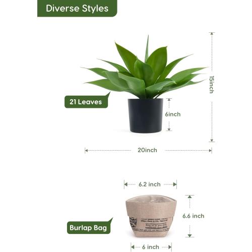 Size 15 Color Green Velener Fake Agave with Burlap Bag, Artificial Plant Outdoor Agave - Fake Plants for Indoor and Outdoor Decor(15 Inch)
