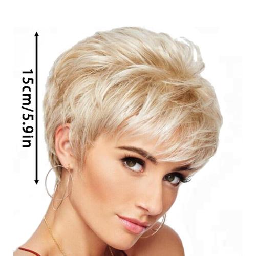Womens Wigs For White Women Short Curly Hair Wigs Short White Wig Closure Wig With Bangs Black Wig Cosplay Wig, H-Blonde